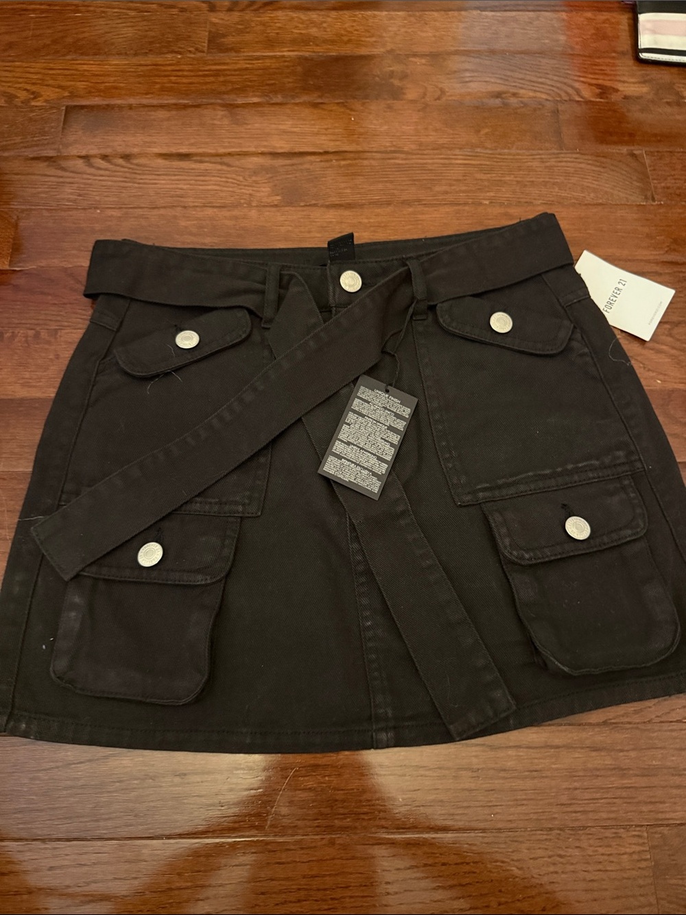 Forever 21 Black Cargo Pocket Mini Skirt with Belt Detail